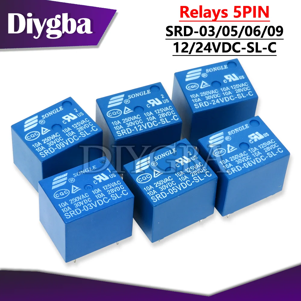 1PCS Relays SRD-03VDC-SL-C SRD-05VDC-SL-C SRD-06VDC-SL-C SRD-09VDC-SL-C SRD-12VDC-SL-C 3V 5V 6V 9V 12V 24V 48V 10A 250VAC 5PIN