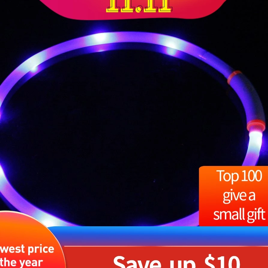 Dog collar PU Waterproof USB shine Durable Rechargeable Pet Collar LED Flashing Glowing Light Dog Cat Safety collars gift new