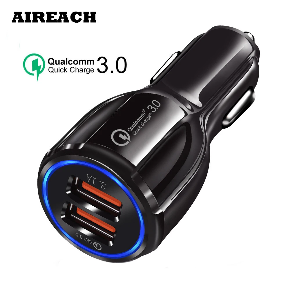 AIREACH автомобильное зарядное устройство USB Quick Charge 3 0 мобильный телефон 2 порта