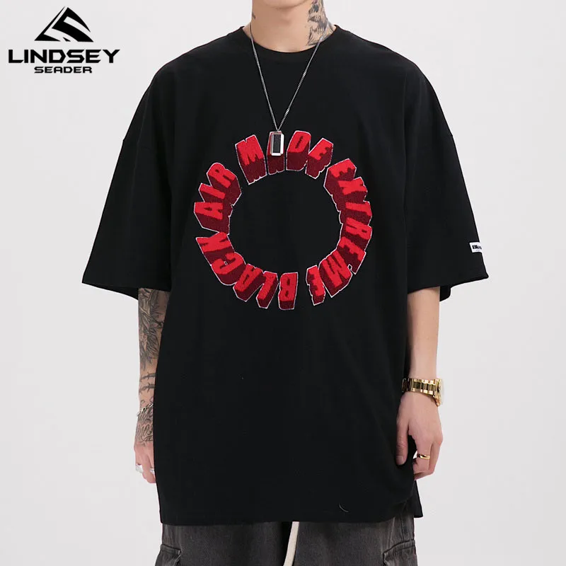 Футболка мужская с вышивкой модная тенниска в стиле хай-стрит повседневная майка