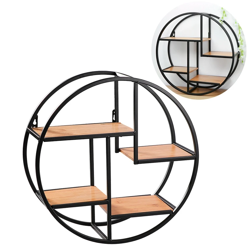 Настенная железная полка круглая стойка настенный держатель для хранения