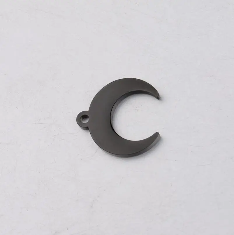 black color 5 шт./лот зеркальная полировка из нержавеющей стали Луна Подвески Кулон полумесяц DIY ожерелье Поиск ювелирных изделий из браслетов аксессуары - Окраска металла: black color
