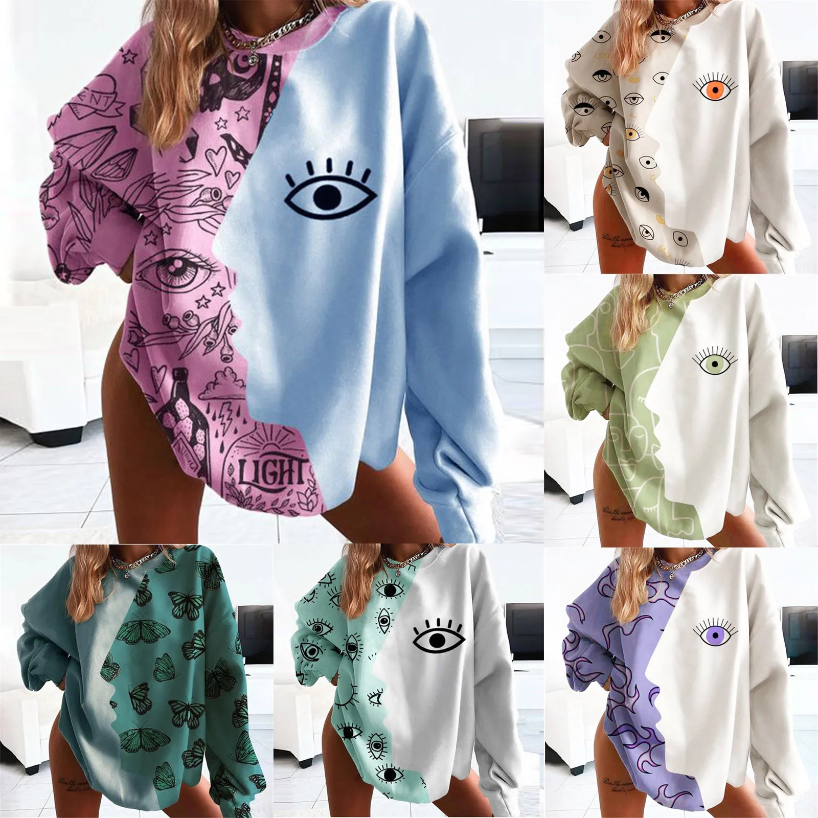 

2021 Autumn New Ladies Sweater Fashion Personality Printing Long-sleeved Comfortable And Breathable O-neck Shirt Top Sudadera