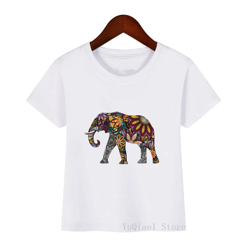 

Watercolor Animal Horse/dog/cat/lion/wolf/elephant/giraffe/bear Print Childrens White T-shirt Summer Shirt Boy Girl Short Sleeve