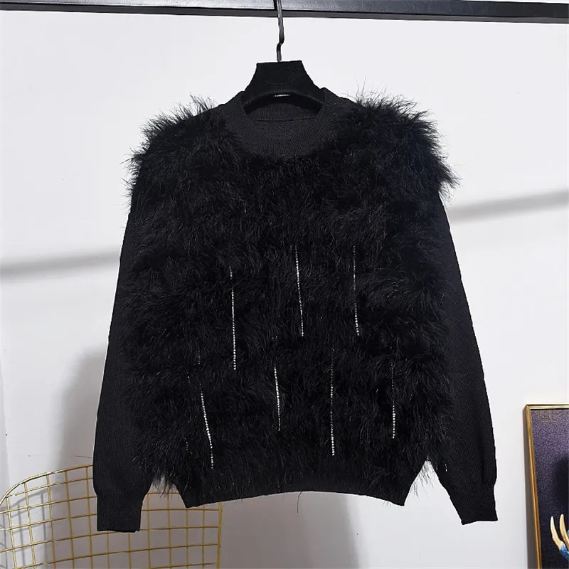 Высококачественный черный женский спортивный костюм осенне-зимний вязаный