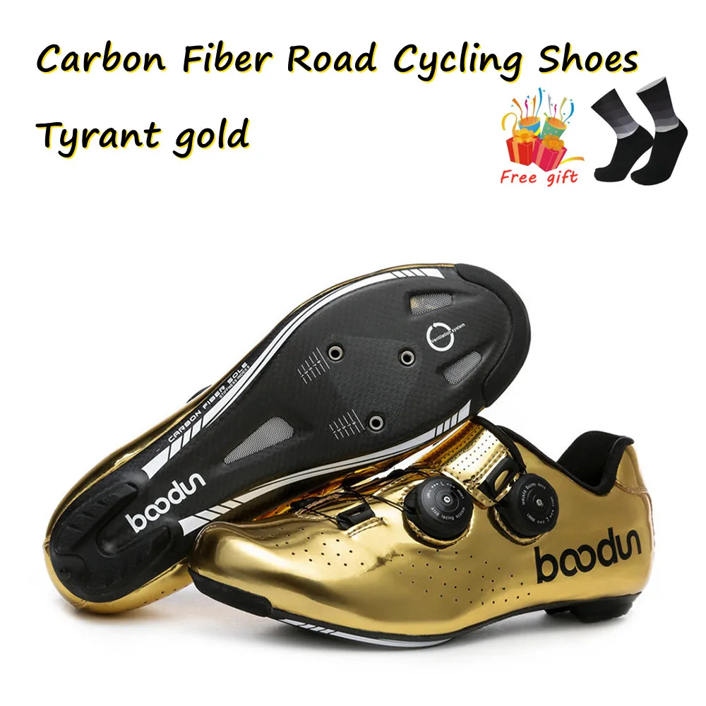 

Boodun New Road Cycling Shoes Tyrant Gold Road Bike Self-Locking Shoes Carbon Fiber Ultralight Professional Bicycle Racing Shoes