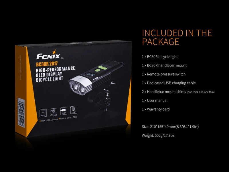 Новый Fenix BC30R 2017 USB зарядка Cree XM-L2 U2 1800 люмен велосипед светодиодный фонарик | Лампы