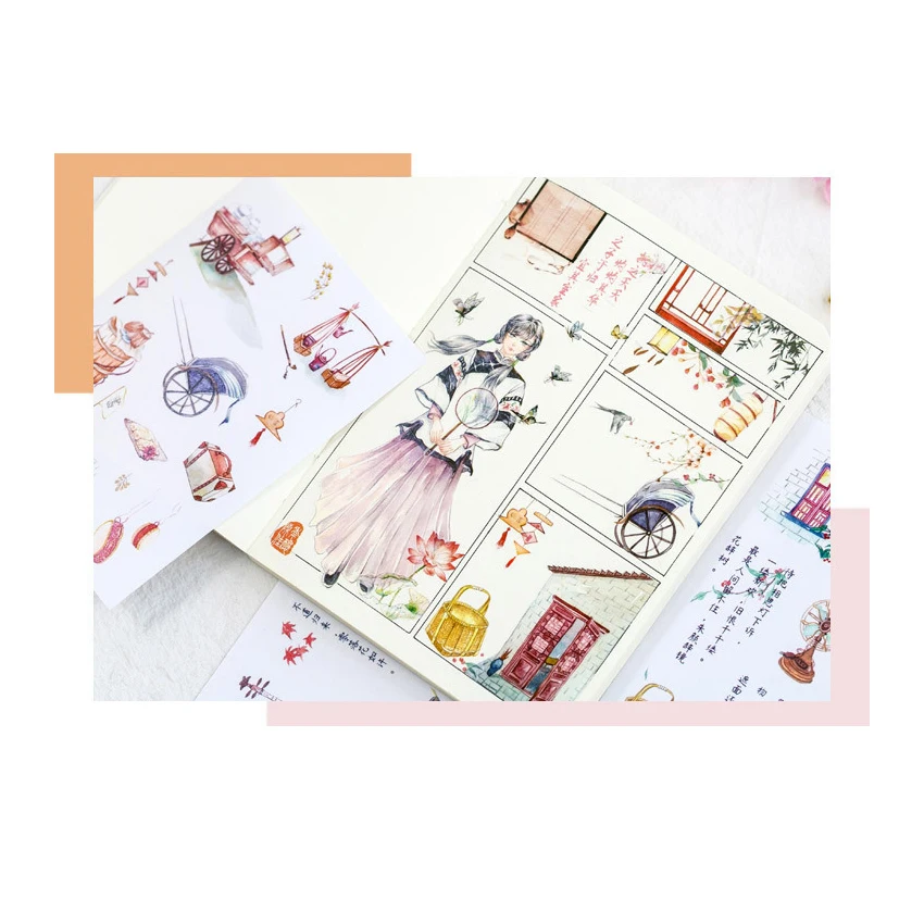 Special oil and paper stickers in the 19th century series of creative antique style European plane stickers in 6 pieces