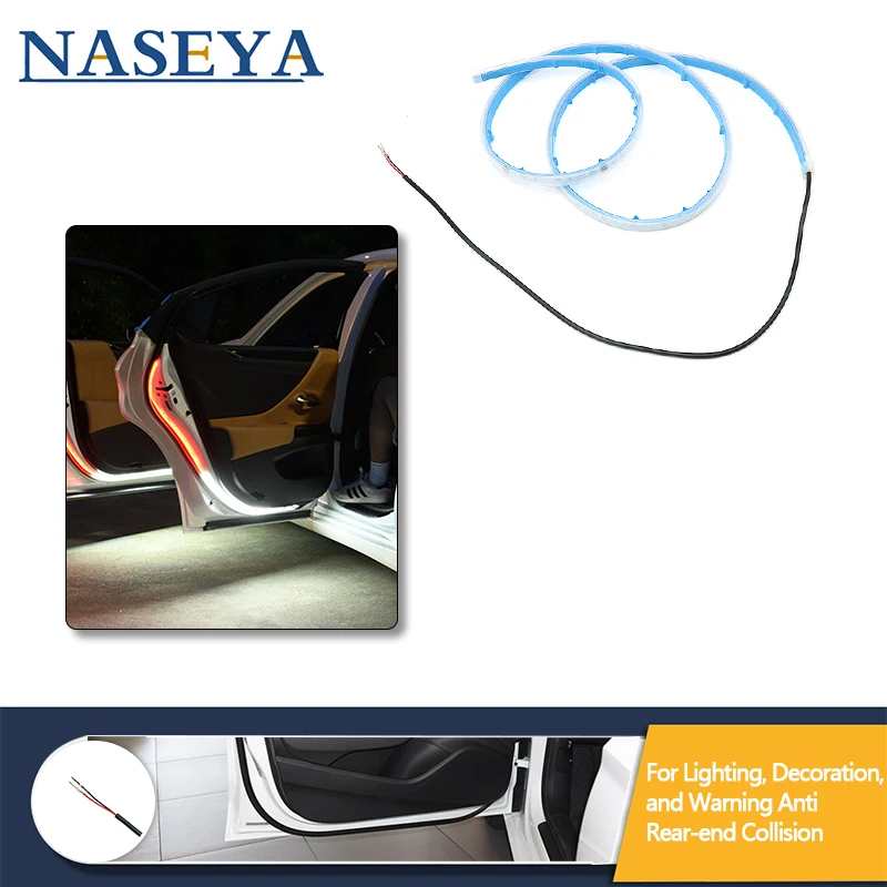 

2Pcs/set Car Door LED Strip Lights Interior Car Door Lights Used for Lighting Decoration and Warning Anti Rear-end Collision