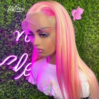 alifitov mix pink highlight wig human hair for women blonde piano color lace front human hair wigs 613 hd lace frontal wig