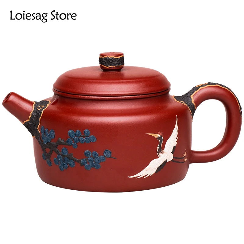 

Loiesag 200ml Yixing Purple Clay Handmade Songhe De Zhong Pot Raw Ore DaHongPao Health Pot Beauty Pot Kung Fu Tea Set Zisha Pots