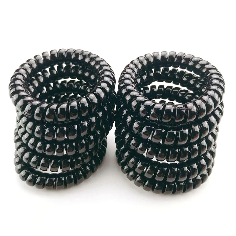 

Lot 5Pcs Size 5CM Black White Telephone Hair Band For Girl Accessories Springs Line Gum Elastic Rope