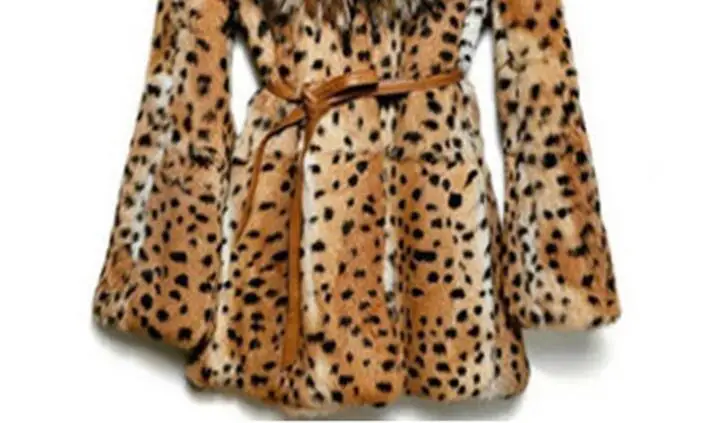 Leopard Print fur leather jacket womens warm faux mink fur leather coat women loose jackets winter thick fashion big fur collar
