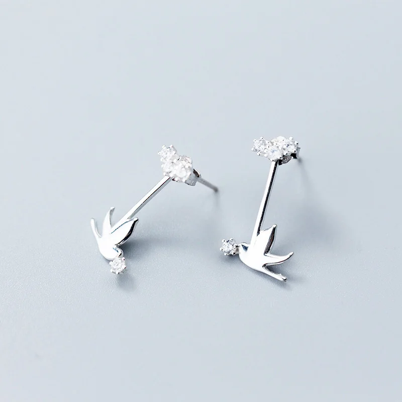Серьги гвоздики серебряные в виде голубей для женщин|Серьги-гвоздики| |