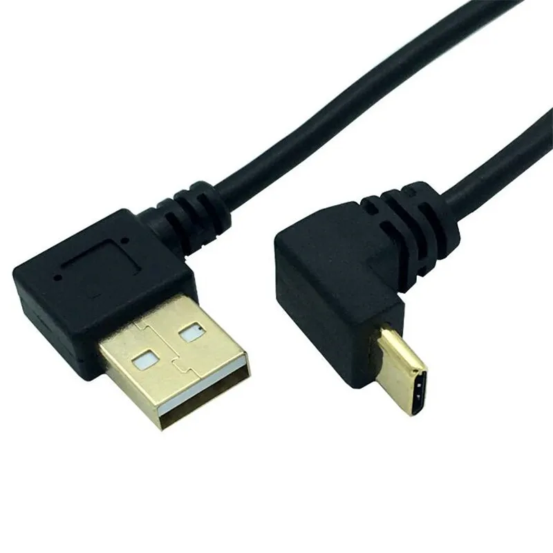 

GOLD Plated Right Angle USB2.0 Type-A Male to USB3.1 Type-C Male Up & Dwon Angle USB Data Sync & Charge Cable Connector 0.25m