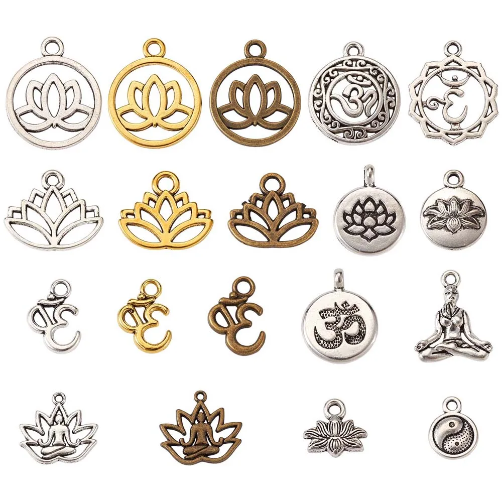 

1Box Tibetan Style Alloy Pendants Yoga Lotus Charms Hollow Flower Pendants for Jewelry Making DIY Bracelet Necklace Handmade