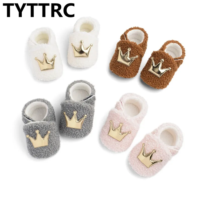 

Newborn Baby Shoes Furry Baby Cotton Shoes Winter Crown Walking Shoes Baby Shoes Cotton Boots Chaussure Bebe Fille Crib Shoes