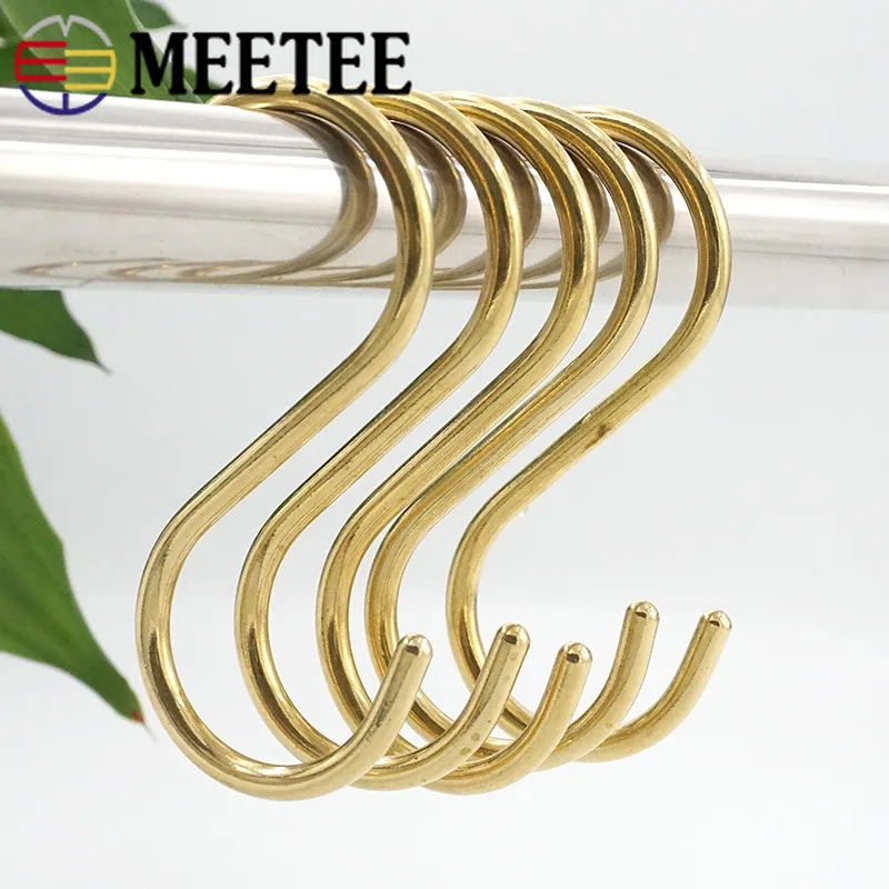 Meetee 4 шт. толщиной 3 5/4 мм из чистой латуни S пряжки Крючки шест для одежды