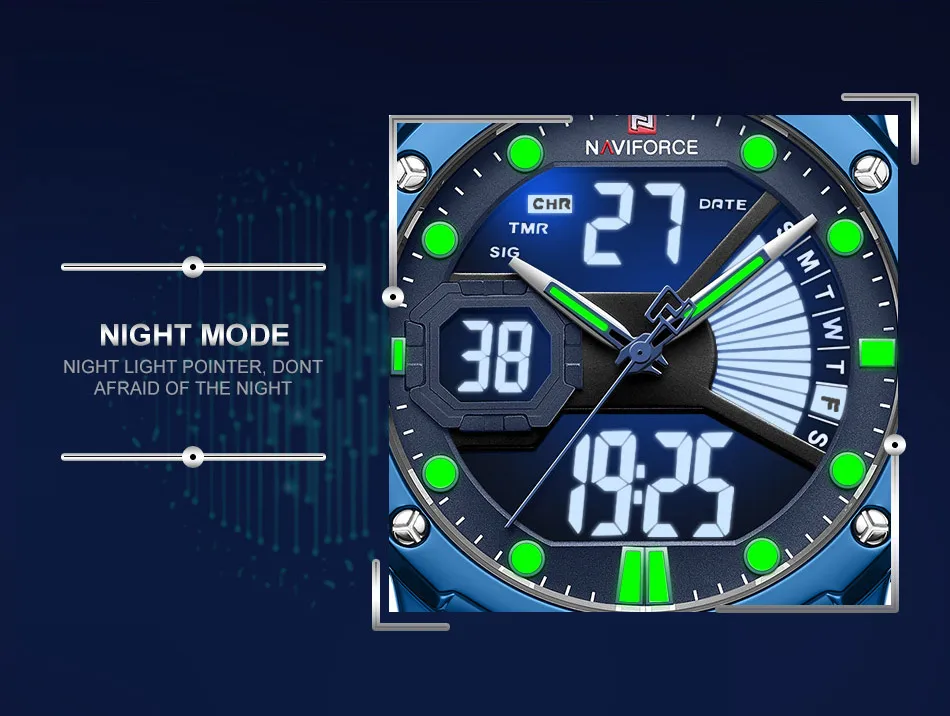 NAVIFORCE часы мужские спортивные кварцевые наручные часы мужские s двойной дисплей аналоговые цифровые часы мужские светящиеся Дата Relogio Masculino