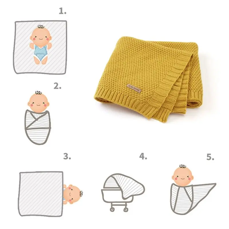 

Newborn Baby Blanket Knit Swaddle Wrap Blanket Soft Infant Stroller Blanket Kids