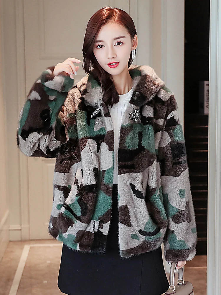 inverno новая полностью из норки шуба curto moda simples cinto de camuflagem verde do exerrcito das mulheres jaqueta com capuz de