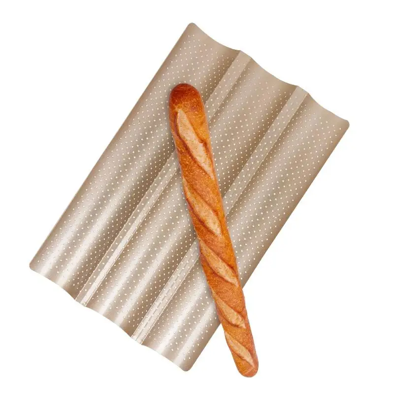 

French Bread Baking Pan 3 Wave Nonstick Perforated Baguette Mold Loaf Cake Mould Toast Cooking Tray Kitchen Baking Mold Tools