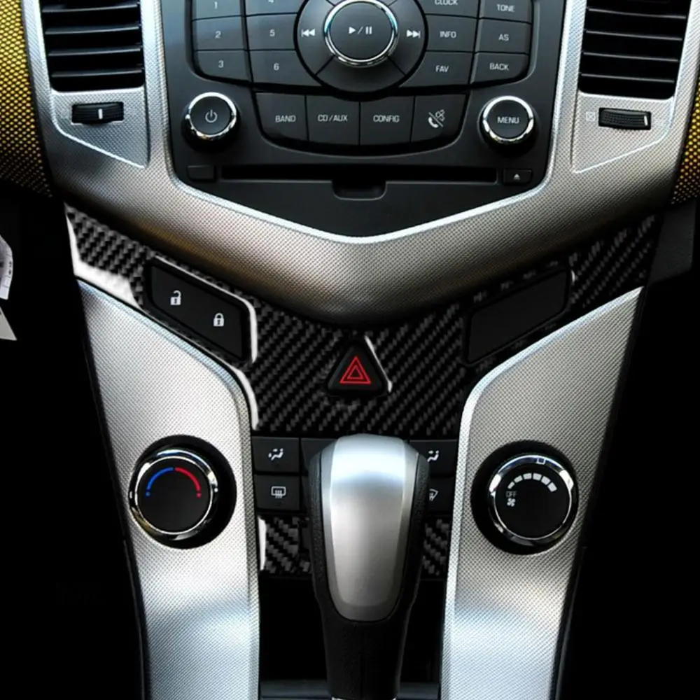 

Accessories TPIC For Chevrolet Cruze Carbon Fiber Car Interior Central Control Button Panel Trim Car Styling Sticker 2009-2015