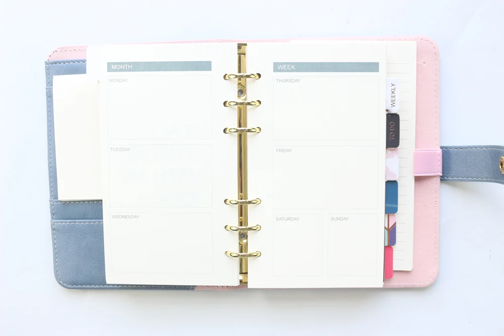 Domikee cute leather hardcover 6 rings binder planner agenda organizer office school refillable spiral notebooks stationery A5A6