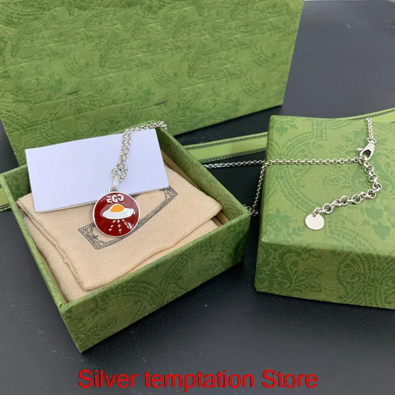 

Ag 925 Sterling Silver Cosmic Medal Star Red Enamel The New Necklace Couple Fashion Retro Trend Luxury Charm Jewelry Party