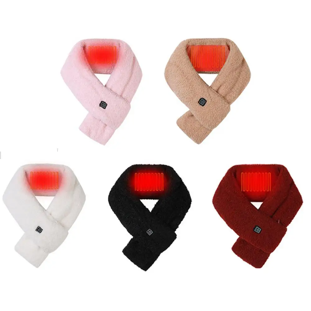 

Winter USB Electric Heating Scarf Adjust Temperature Scarves Winter Neck Warm Shawl Couple Neckerchief Plush Collar Scarves