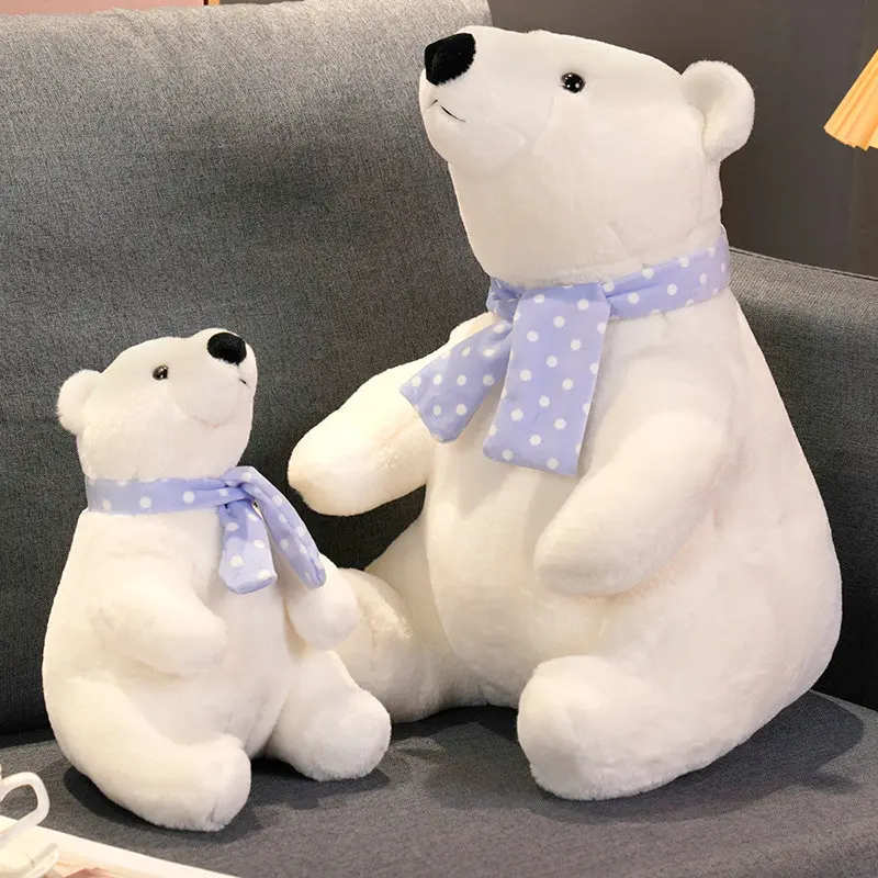 

25-40cm Lovely Scarf Polar Bear Plush Toys Cute Cushion Dolls Stuffed Animal Pillow Girls Valentine's Gift For Baby Kids