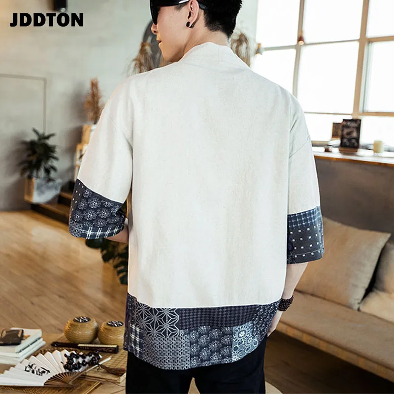 JDDTON мужское хлопковое льняное кимоно куртки для отдыха уличная одежда рубашки японские Самурайские