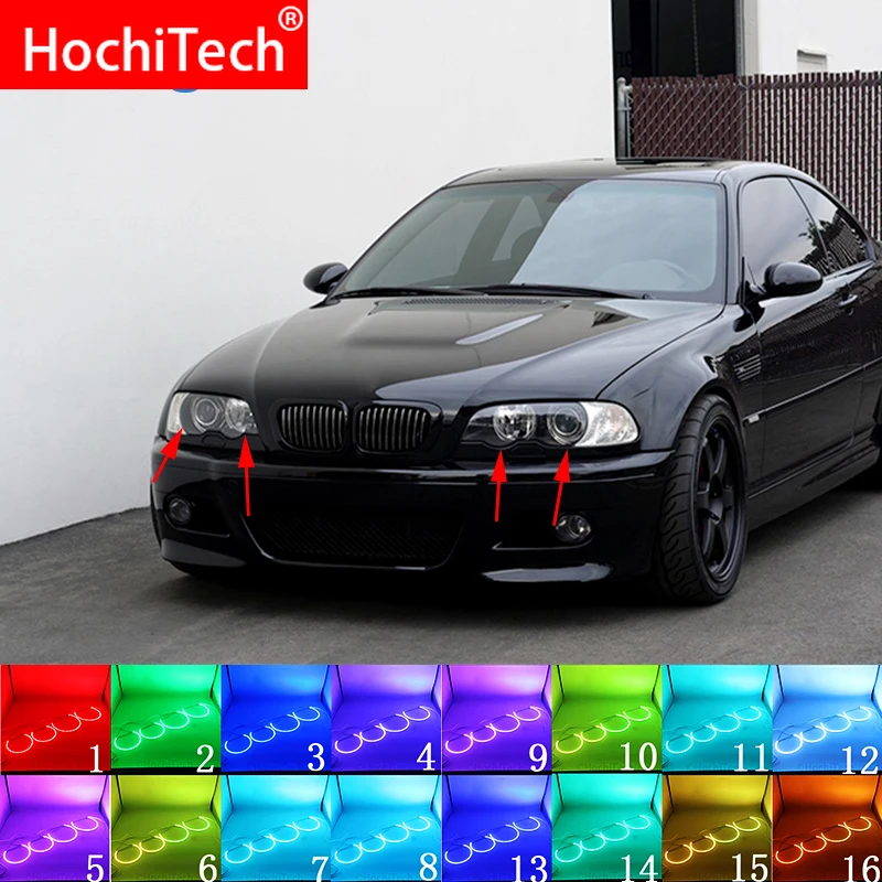 

For BMW 1998 -03 E46 With PROJECTORS Accessories Latest Headlight Multi-color RGB LED Angel Eyes Halo Ring Eye RF Remote Control