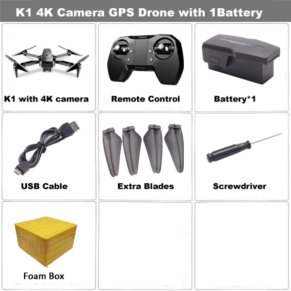 4K 1B Foam Box Визуализации из мультфильма «Холодное сердце» K1 gps дрона с дистанционным управлением для контроля уровня сахара в крови с 50 раз Zoom 4K широкоугольный Full HD двойной Камера 5G Wi-Fi FPV Бесщеточный мотор полета 28 минут Дрон VS F11 - Цвет: 4K 1B Foam Box