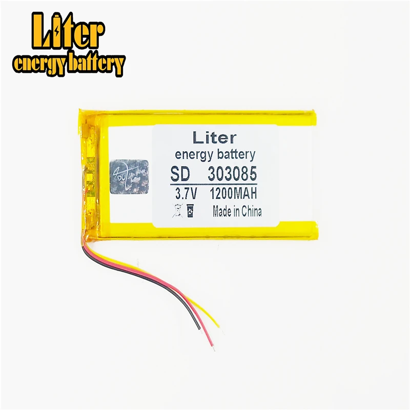 

3 линии 303085 3,7 в 1200 мАч литий-полимерный аккумулятор 1200 мАч внутренняя телефонная связь 033085 GPS MP3 MP4 MP5 аккумуляторные батареи