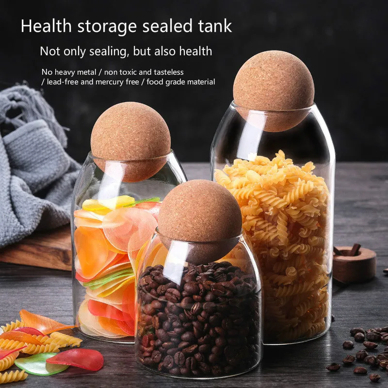 Borosilicate Transparent Lead-Free Glass Sealed Can Storage Tank Grains Jar Creative Cork Tea Containers | Дом и сад