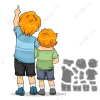 cute boy family new metal cutting dies brothers stencils for scrapbooking album birthday card embossing cut die i love you