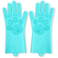 pet grooming magic gloves dog cat bathing shampoo brush silicone hair removal gloves with thick high density teeth