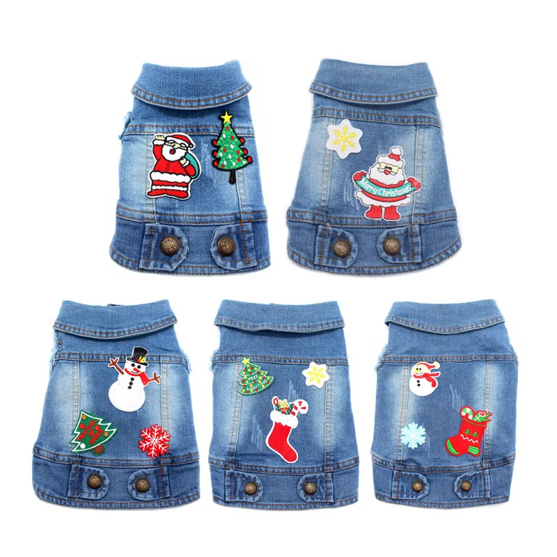 

New Designer Dog Christmas Clothes Cute Santa Claus Pattern Pet Clothes for Small Dogs Xmas Costume for 2021 navidad decoracion