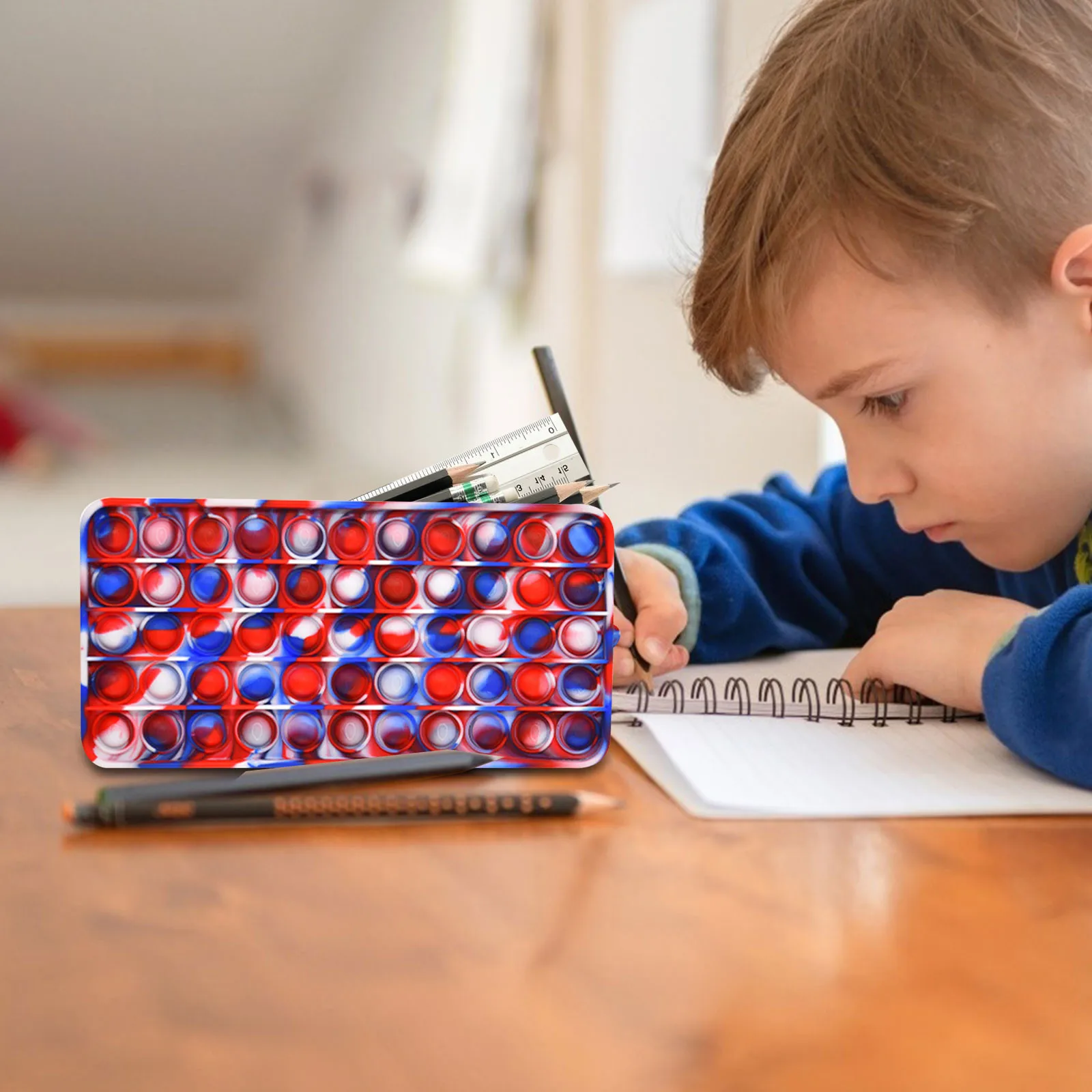

Pencil Case Simple Sensory Silicone Bubble Stationery Storage Bag For Children Simple Dimple Antistress Popper Fidget Toys