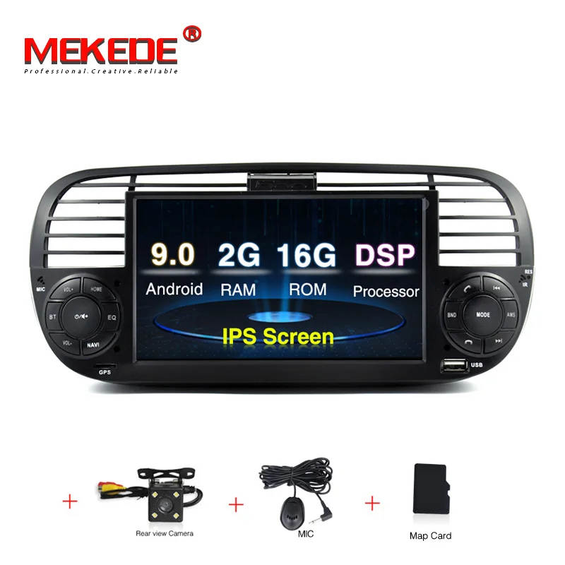 DVD CAMERA MEKEDE 1024x600 ips 7 дюймов 2G ram Android 9,0 автомобильный dvd-плеер gps для FIAT 500 аудио система автомобиля аудио gps DVD для FIAT 500 DSP - Color: DVD CAMERA