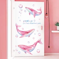 3pcs creative pink whale wall stickers for tv background kids room removable vinyl wall decal nursery kindergarten wall mural