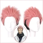 Аниме Jujutsu кайсен Косплэй парик Sukuna короткие розовые волосы Косплэй парик + бесплатная парик Кепки синтетические вечерние реквизит для Для мужчин аксессуары