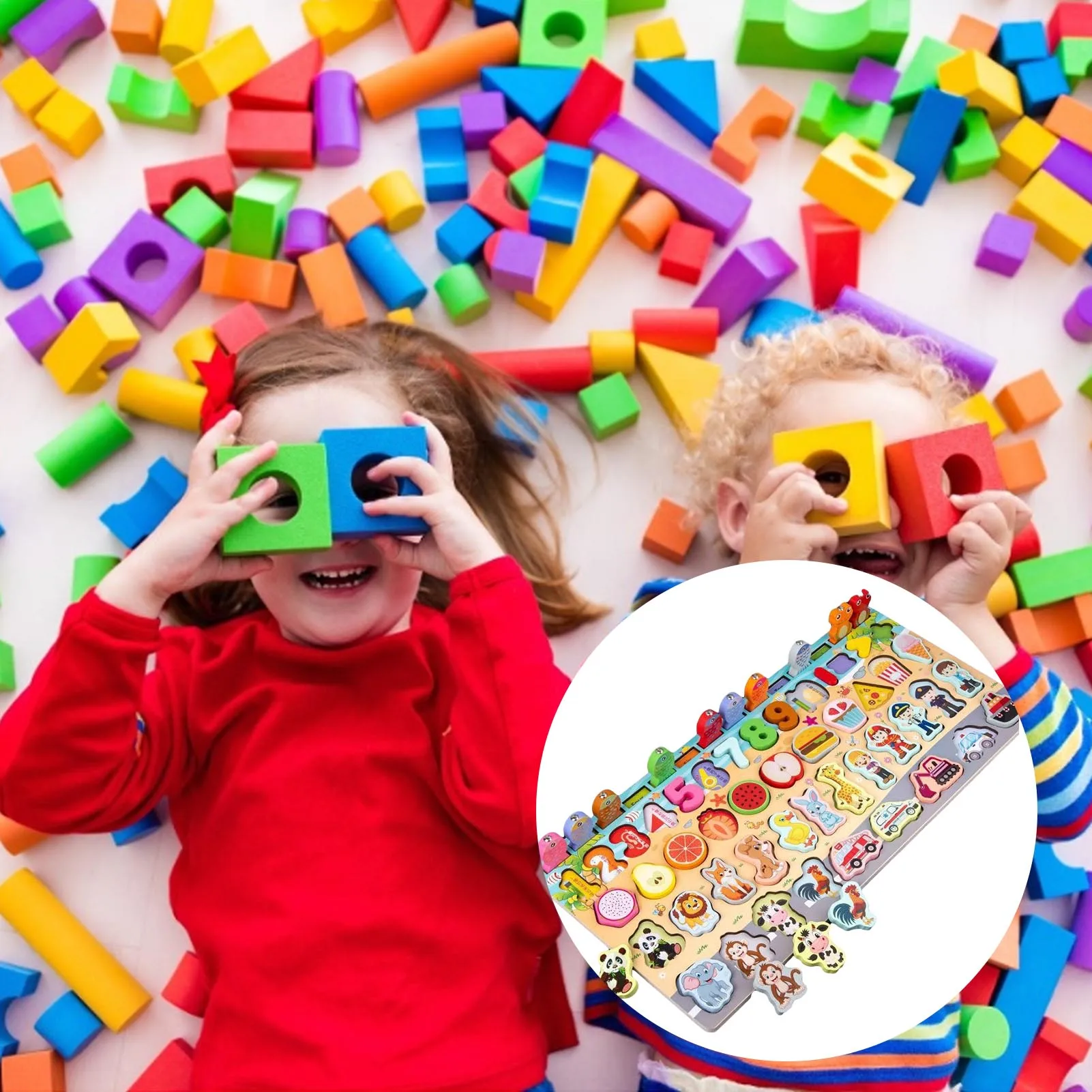 

Montessori Educational Wooden Toys Children BusyBoard Math Fishing Sorting Stacking Kids Wooden Preschool Montessori Toy vividly