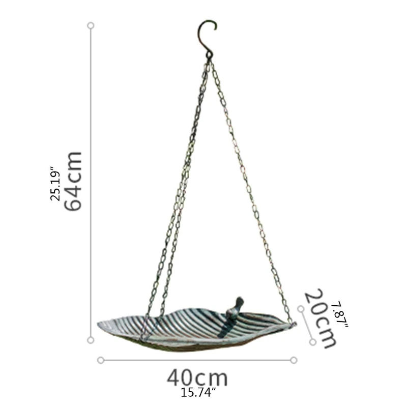 

Hanging Chain Bird Feeder Platform Seed Dish Tray Metal Feeding Bowl Decoration