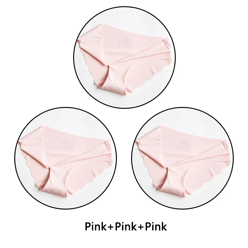 Pink Pink Pink 3 шт. ультра тонкие мягкие женские трусики бесшовные трусы сексуальные оборки Нижнее белье Женские однотонные трусики 7 цветов Нижнее белье с низкой посадкой нижнее белье - Цвет: Pink Pink Pink