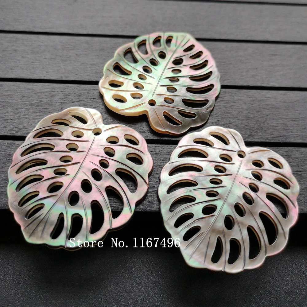 30 шт./лот 37x40 мм Швабра из натурального перламутра с листьями перламутровые