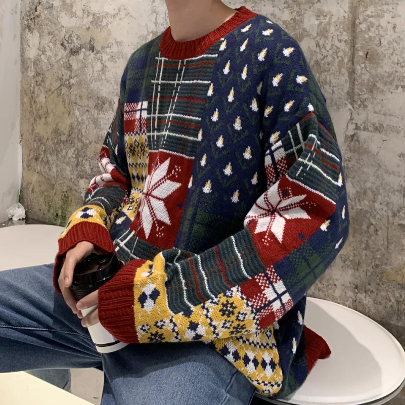 

2019 Autumn Winter Christmas Sweater European and American Style Print Knittwear Sweater Men Women Knitted Pullovers MG312
