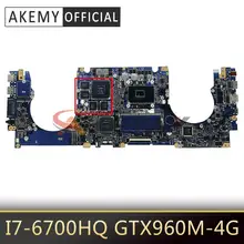 N501VW Laptop motherboard for ASUS ROG G501VW UX501VW original mainboard 8GB-RAM I7-6700HQ GTX960M-4GB