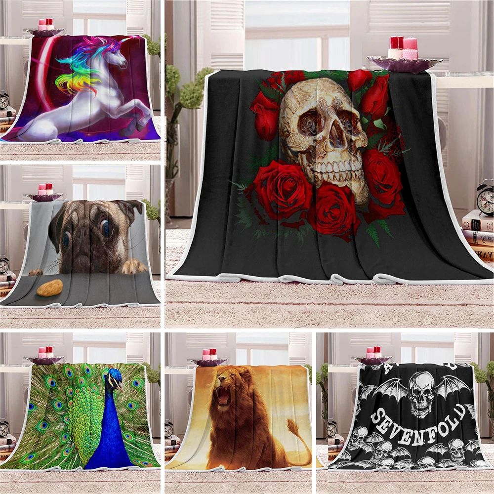 Покрывало в виде черепа единорога одеяло вельветовое покрывало из